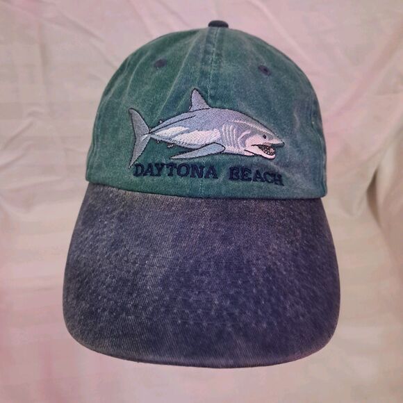 Daytona Beach Shark Distinctive Headwear Retro Faded Adjustable Baseball Hat - Picture 2 of 15